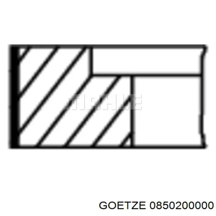 Pierścienie tłokowe na 1 cylinder, STD. Goetze 0850200000