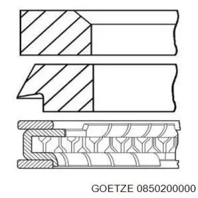 0850200000 Goetze Pierścienie tłokowe na 1 cylinder, STD.