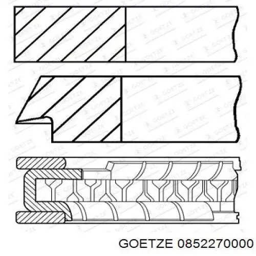 0852270000 Goetze Pierścienie tłokowe na 1 cylinder, STD.
