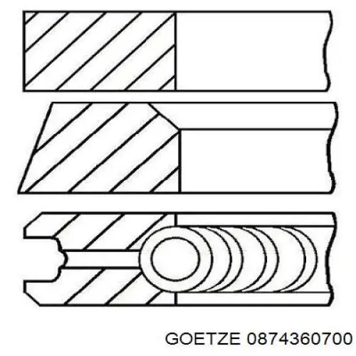 08-743607-00 Goetze pierścienie tłokowe na 1 cylinder, 2. naprawa (+0,50)