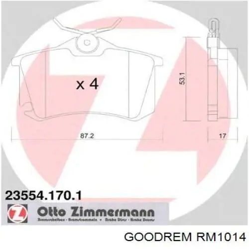 Okładziny (klocki) do hamulców tarczowych tylne Goodrem RM1014 cena, od 18,22 USD