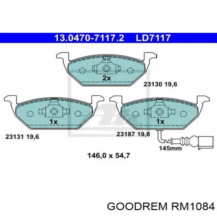 Do koszyka RM1084 Goodrem Klocki hamulcowe przednie tarczowe