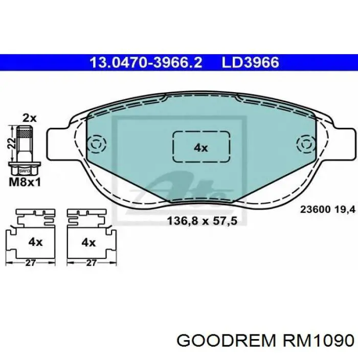 Klocki hamulcowe przednie tarczowe RM1090 Goodrem