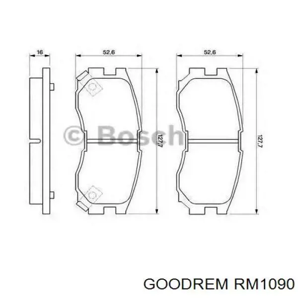 RM1090 Goodrem Klocki hamulcowe przednie tarczowe