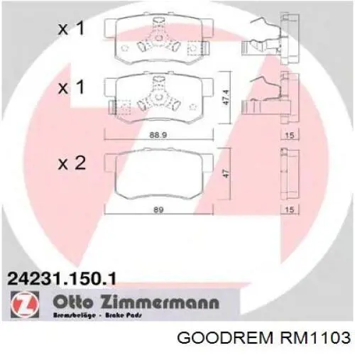 Klocki hamulcowe przednie tarczowe Goodrem RM1103