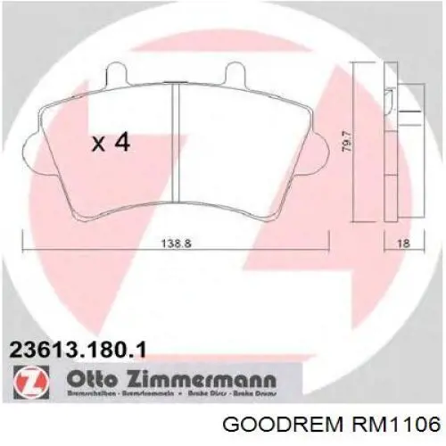 Klocki hamulcowe przednie tarczowe Goodrem RM1106 cena, od 25,84 USD