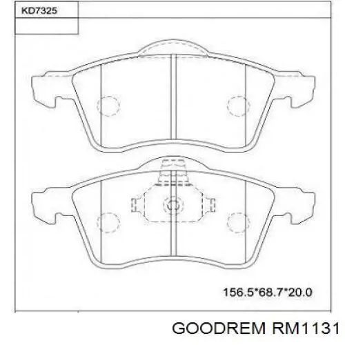 Klocki hamulcowe przednie tarczowe Goodrem RM1131