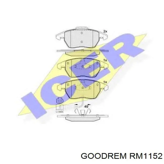 Do koszyka RM1152 Goodrem Klocki hamulcowe przednie tarczowe