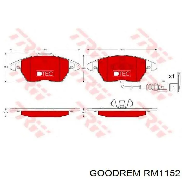 RM1152 Goodrem Klocki hamulcowe przednie tarczowe