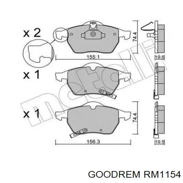 Klocki hamulcowe przednie tarczowe Goodrem RM1154 cena, od 27,96 USD