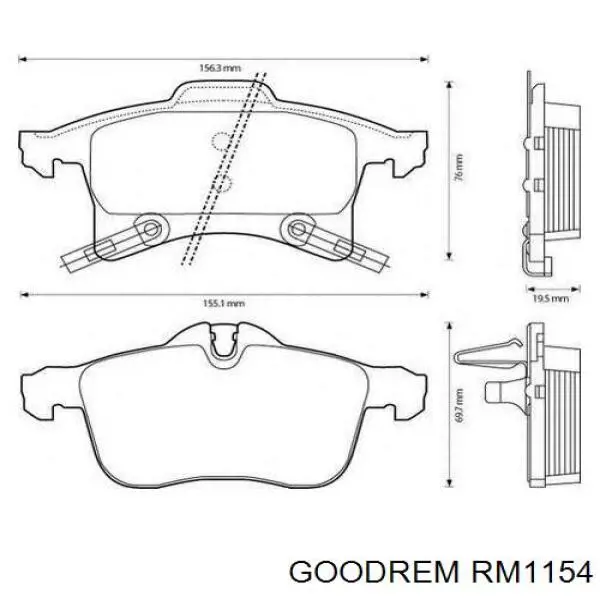 Klocki hamulcowe przednie tarczowe Goodrem RM1154 cena, od 27,96 USD