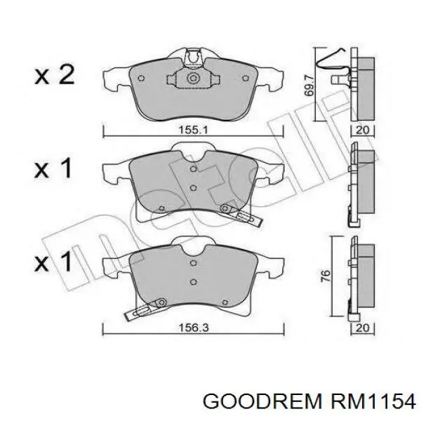 Do koszyka RM1154 Goodrem Klocki hamulcowe przednie tarczowe