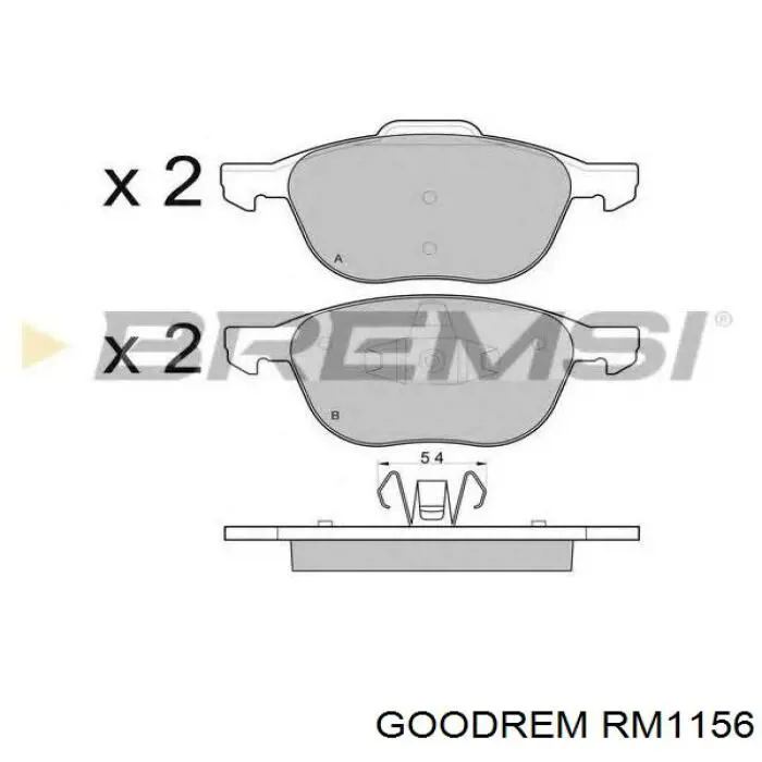 RM1156 Goodrem Klocki hamulcowe przednie tarczowe