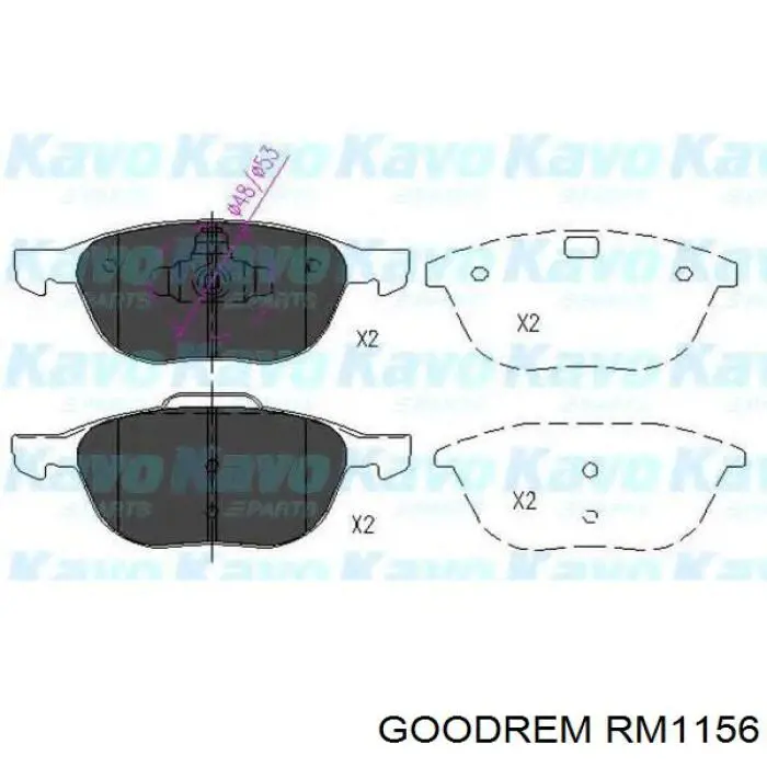 RM1156 Goodrem Klocki hamulcowe przednie tarczowe