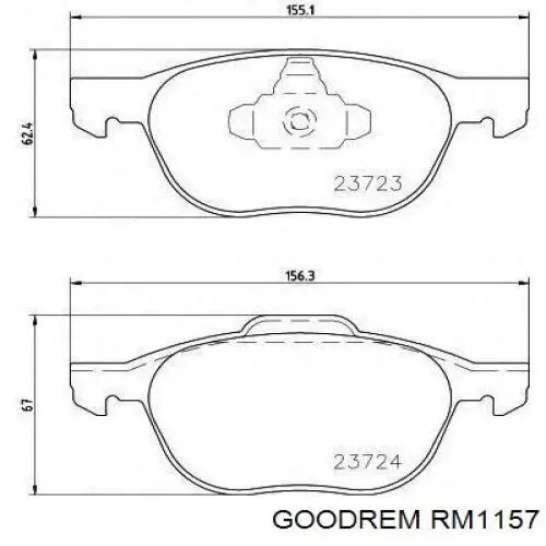 Klocki hamulcowe przednie tarczowe Goodrem RM1157
