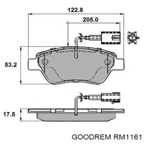 Do koszyka RM1161 Goodrem Klocki hamulcowe przednie tarczowe