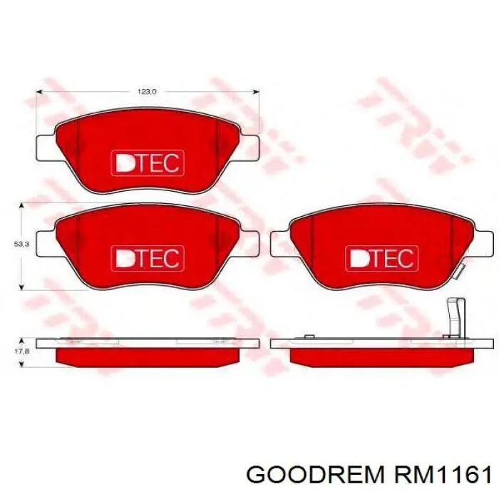 Klocki hamulcowe przednie tarczowe Goodrem RM1161 cena, od 20,54 USD
