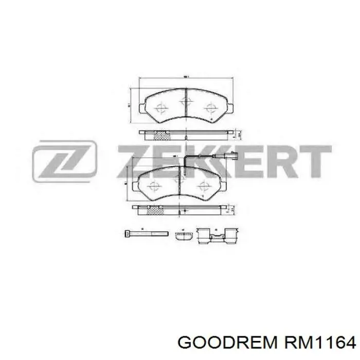 Klocki hamulcowe przednie tarczowe Goodrem RM1164