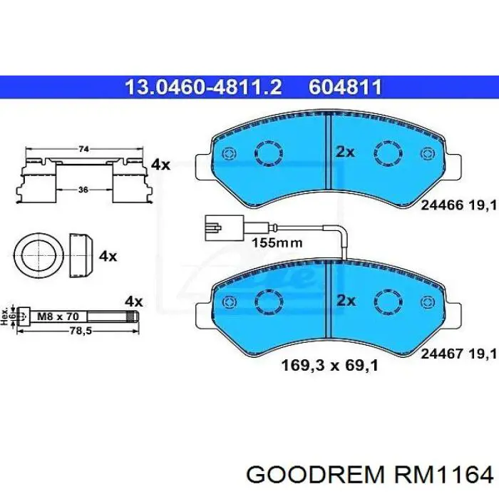 RM1164 Goodrem Klocki hamulcowe przednie tarczowe
