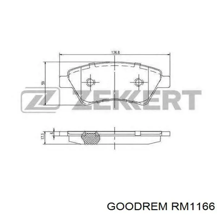Klocki hamulcowe przednie tarczowe RM1166 Goodrem