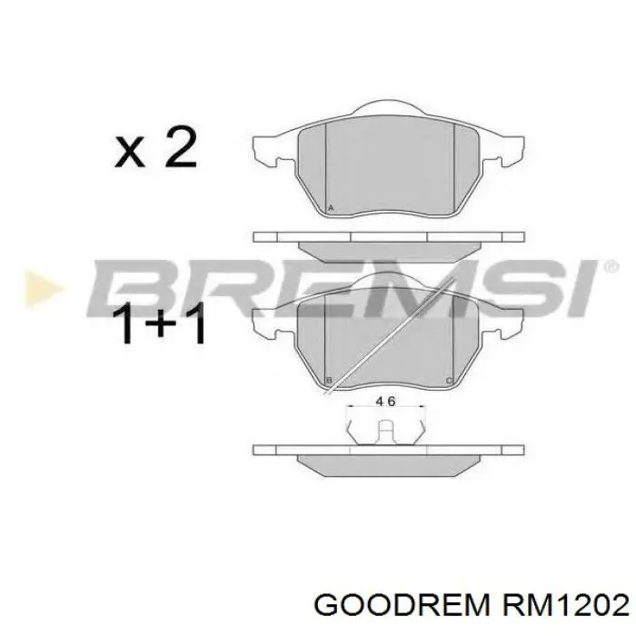 RM1202 Goodrem klocki hamulcowe przednie tarczowe