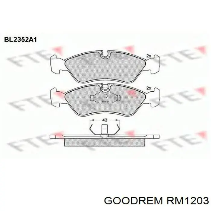 RM1203 Goodrem Klocki hamulcowe przednie tarczowe