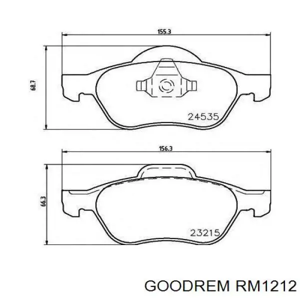 RM1212 Goodrem Klocki hamulcowe przednie tarczowe