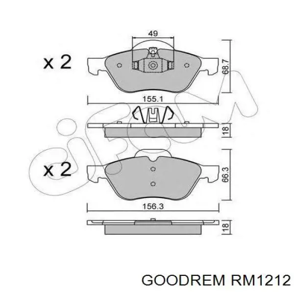 Klocki hamulcowe przednie tarczowe Goodrem RM1212
