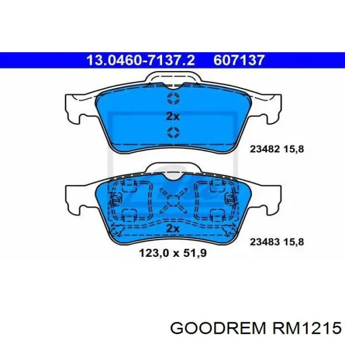 Do koszyka RM1215 Goodrem Okładziny (klocki) do hamulców tarczowych tylne
