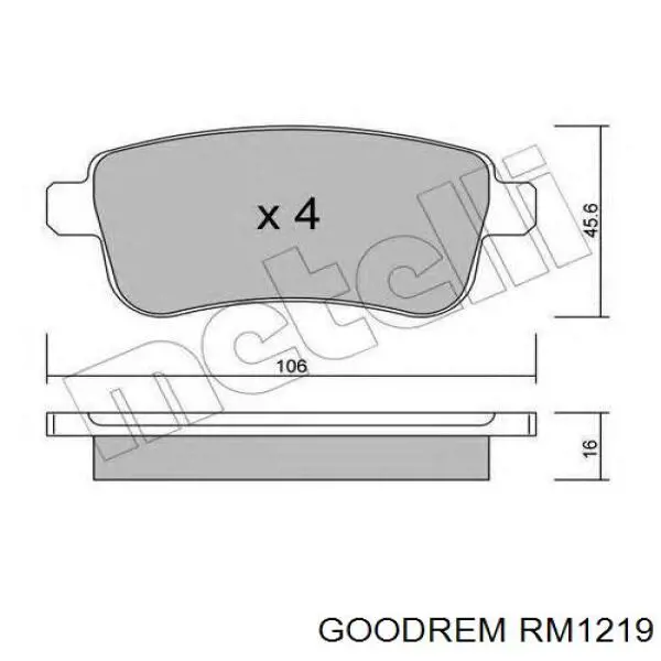 Okładziny (klocki) do hamulców tarczowych tylne RM1219 Goodrem