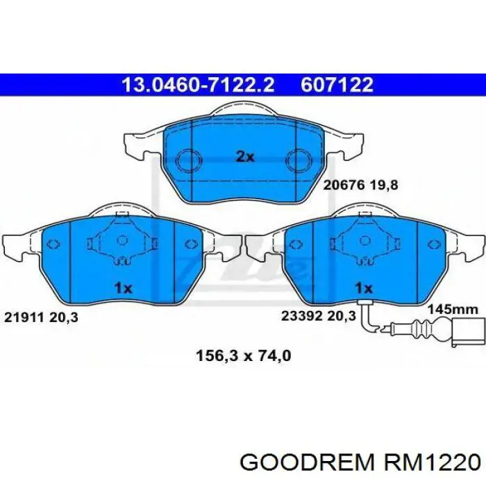 RM1220 Goodrem Klocki hamulcowe przednie tarczowe
