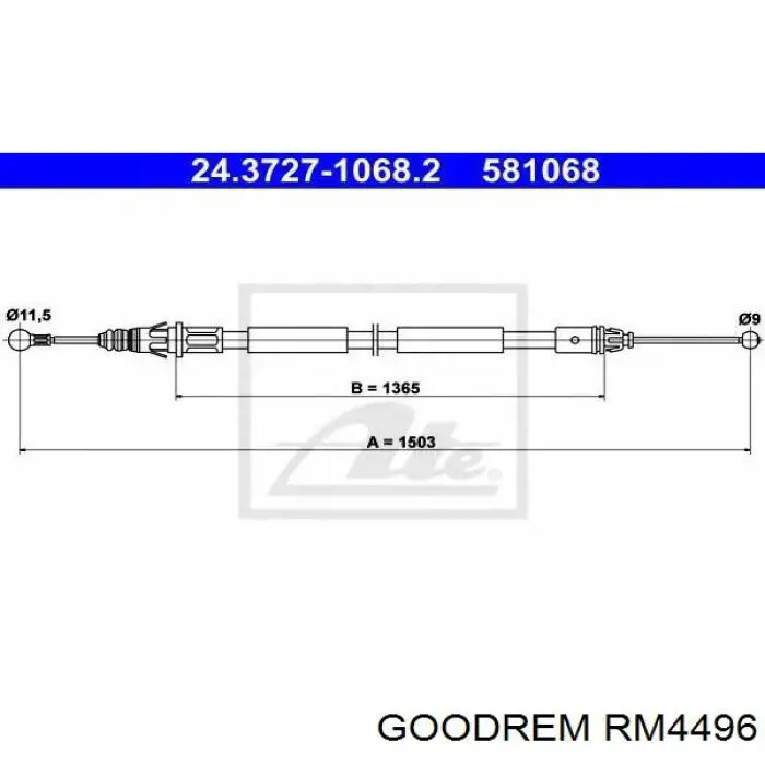 RM4496 Goodrem linka hamulca ręcznego tylna lewa