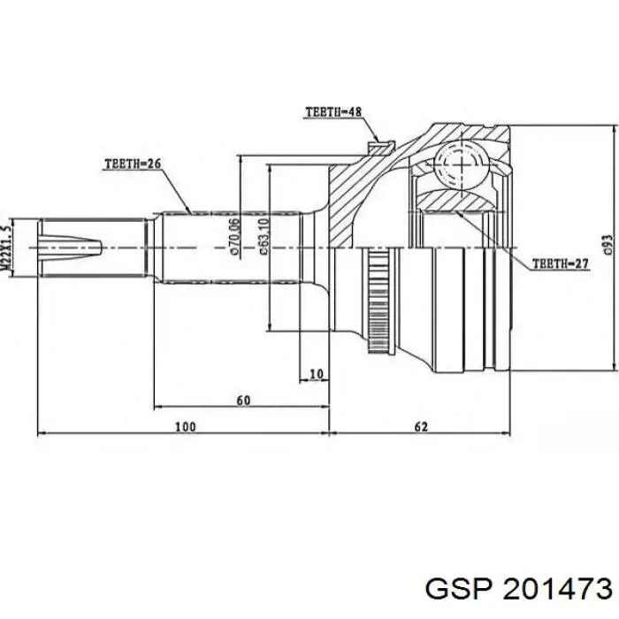 201473 GSP Półoś napędowa przednia lewa