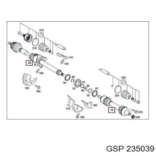 Półoś napędowa przednia prawa Mercedes A1693606872 cena, od 135,92 USD