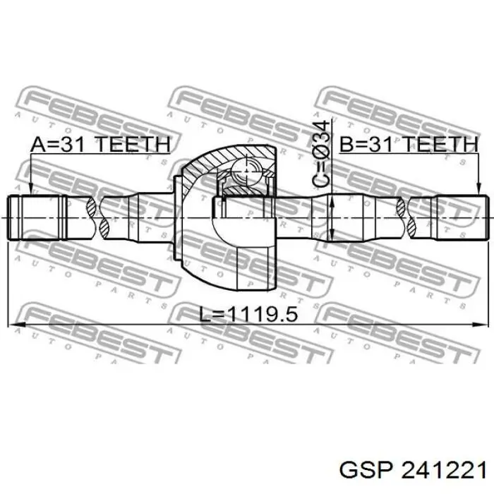 Półoś napędowa przednia lewa GSP 241221 cena, od 114,96 USD
