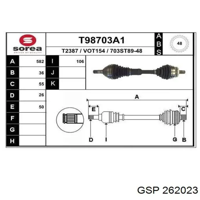 8251754 Volvo Półoś napędowa przednia lewa