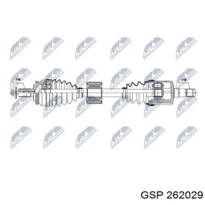 Półoś napędowa przednia lewa GSP 262029 cena, od 107,21 USD