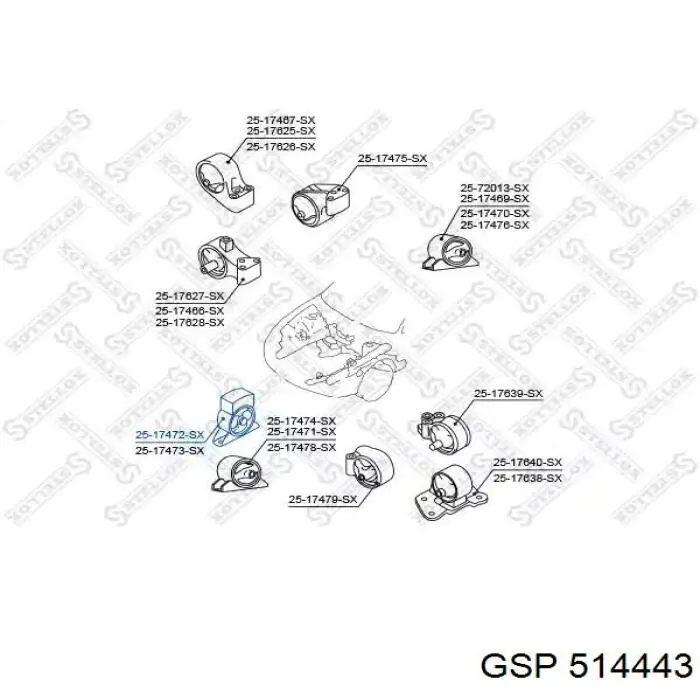 Poduszka (podpora) silnika przednia GSP 514443 cena, od 42,37 USD