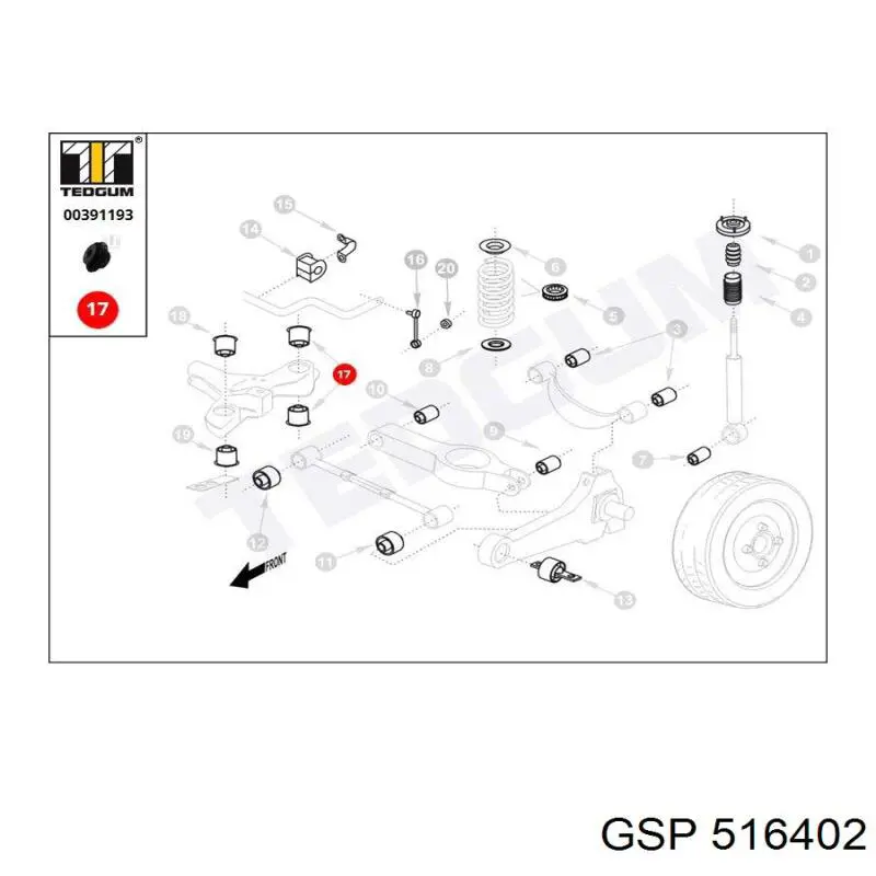 Silentblock tylnej belki GSP 516402 cena, od 6,92 USD