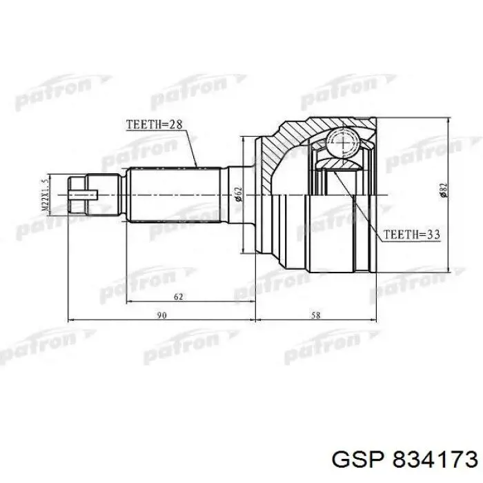 Do koszyka 834173 GSP Przegub homokinetyczny przedni zewnętrzny