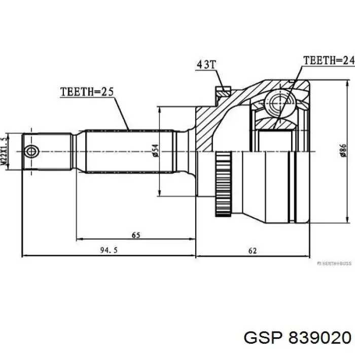 Do koszyka 839020 GSP Przegub homokinetyczny przedni zewnętrzny