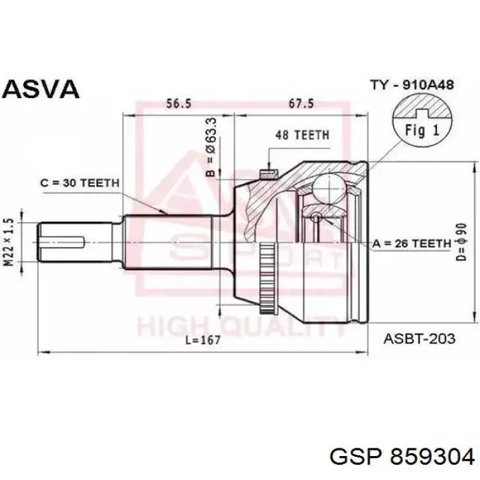 Do koszyka 859304 GSP Przegub homokinetyczny przedni zewnętrzny