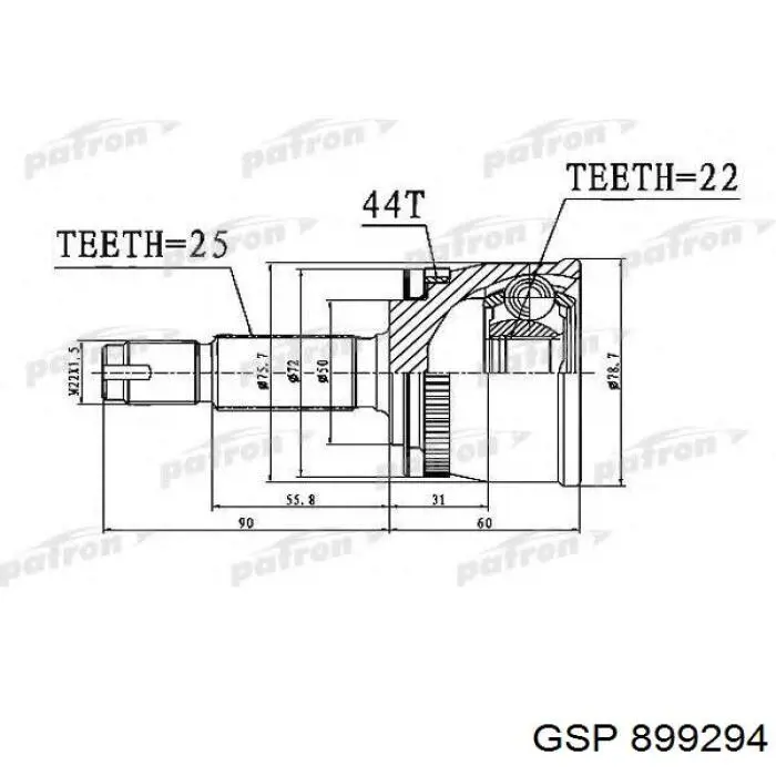 Przegub homokinetyczny przedni zewnętrzny GSP 899294 cena, od 44,36 USD