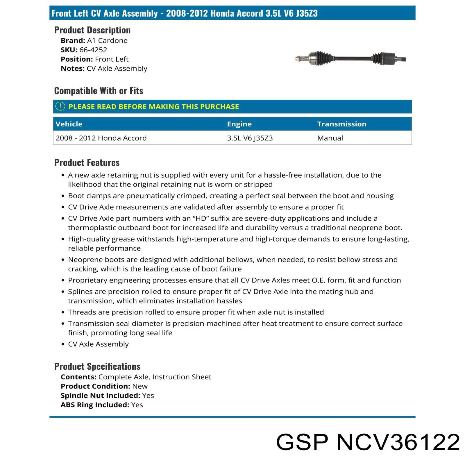  GSP NCV36122
