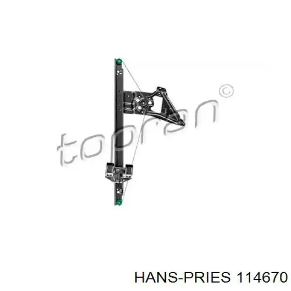 114670 Hans Pries (Topran) mechanizm podnoszenia szyby drzwi przednich prawych