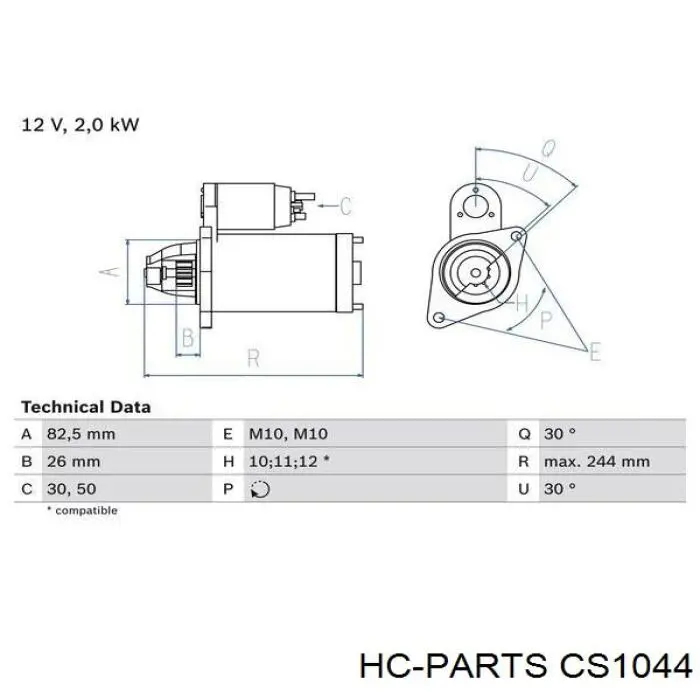 Rozrusznik HC Parts CS1044 cena, od 116,98 USD