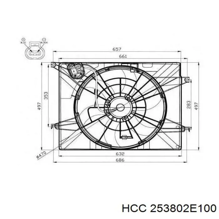 Wentylator elektryczny układu chłodzenia kompletny (silnik+wirnik) do Hyundai Tucson I JM