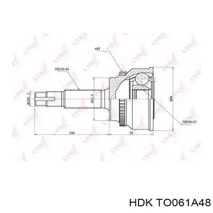 Przegub homokinetyczny przedni zewnętrzny HDK TO061A48 cena, od 55,22 USD