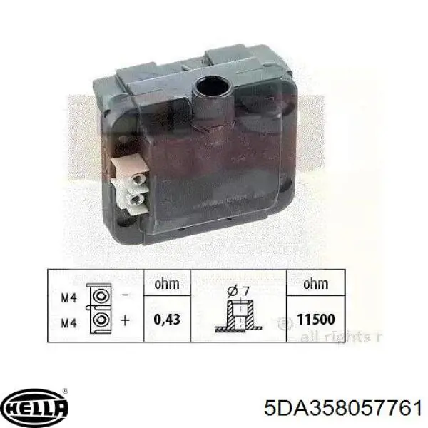 Do koszyka 5DA358057761 HELLA Cewka zapłonowa