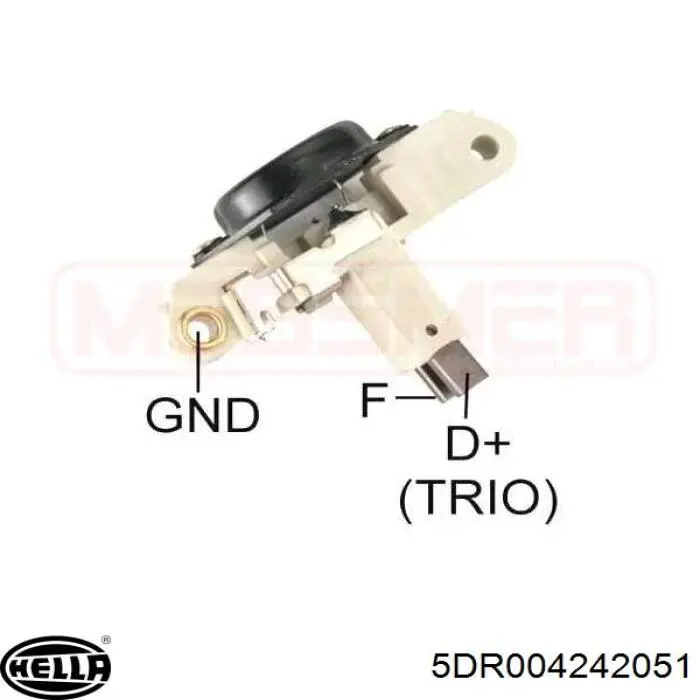 Do koszyka 5DR004242051 HELLA Regulator alternatora (przekaźnik ładowania)